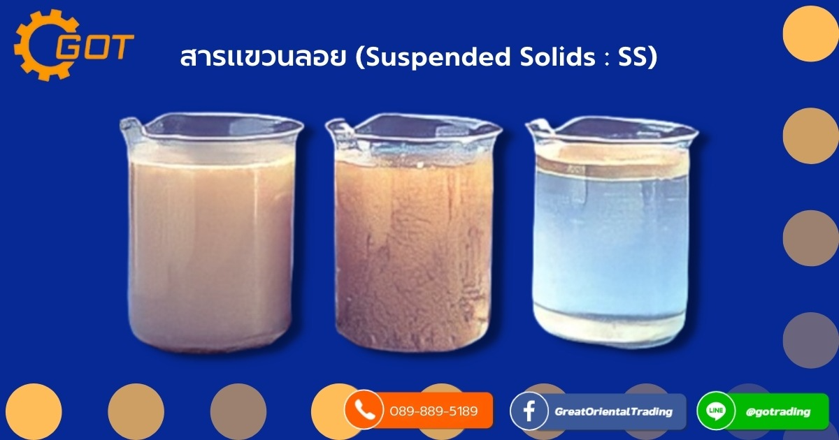 สารแขวนลอย (Suspended Solids : SS)  เป็นอนุภาคสารที่มีขนาดใหญ่ในตัวกลาง แต่อนุภาคสารไม่ละลาย และแขวนลอยอยู่ในตัวกลาง สามารถมองเห็นอนุภาคได้ด้วยตาเปล่า และสามารถแยกอนุภาคของสารได้อย่างชัดเจน