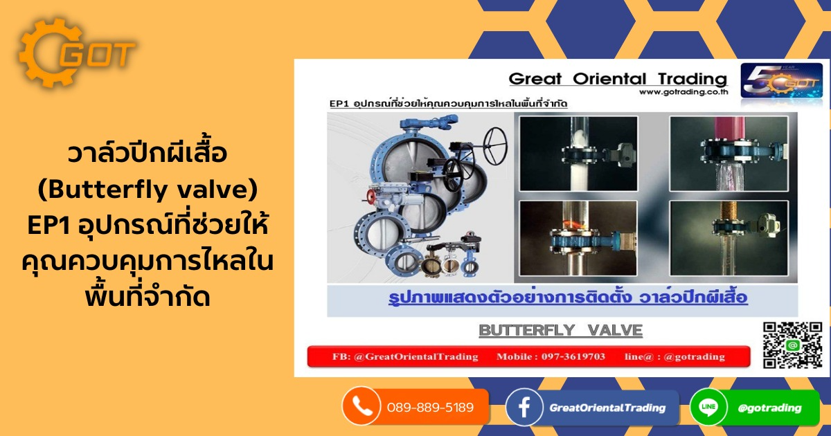 วาล์วปีกผีเสื้อ (Butterfly valve) หมายถึง วาล์ว ที่ทำการเปิด-ปิดด้วยจานซึ่งทำมุม 90 องศา ใช้สำหรับการเปิด-ปิด สุด เท่านั้น ตัวจานของวาล์ว (ลักษณะคล้ายปีกผีเสื้อ) จะทำการขวาง แนวการไหลเมื่อวาล์ว อยู่ในสถานะปิด และ หมุน 90 องศาตามแนวการไหล