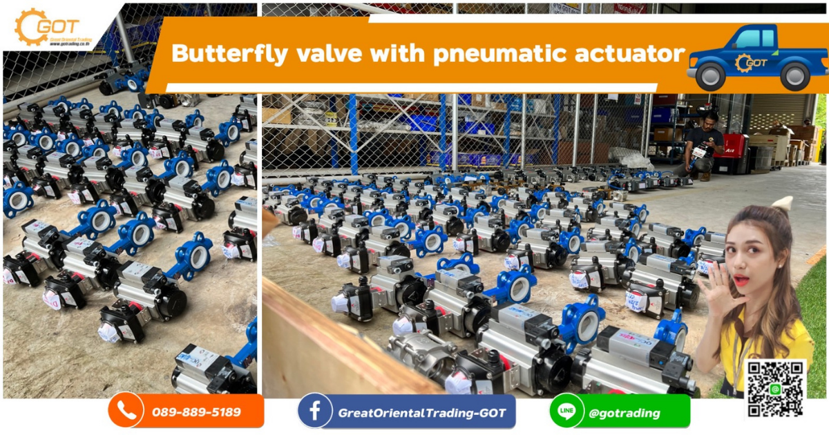 Butterfly valve with pneumatic actuator